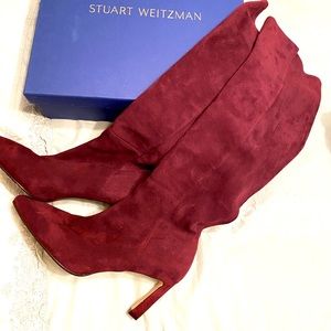 Stuart Weitzman Demi 75 Cabernet suede tall boots, size 9
